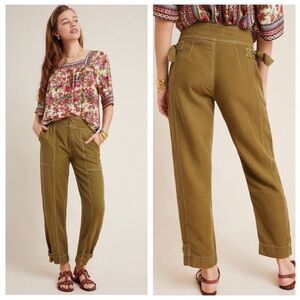 By Anthropologie Jackson High Rise Tapered Green Utility Pants Sz 6